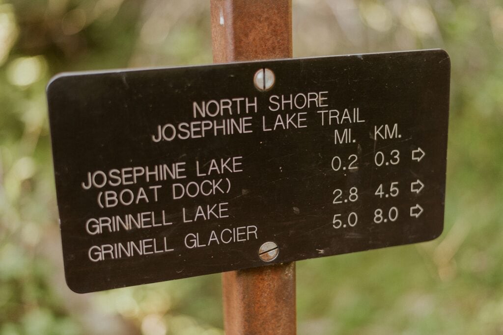 north shore josephine lake trail sign 