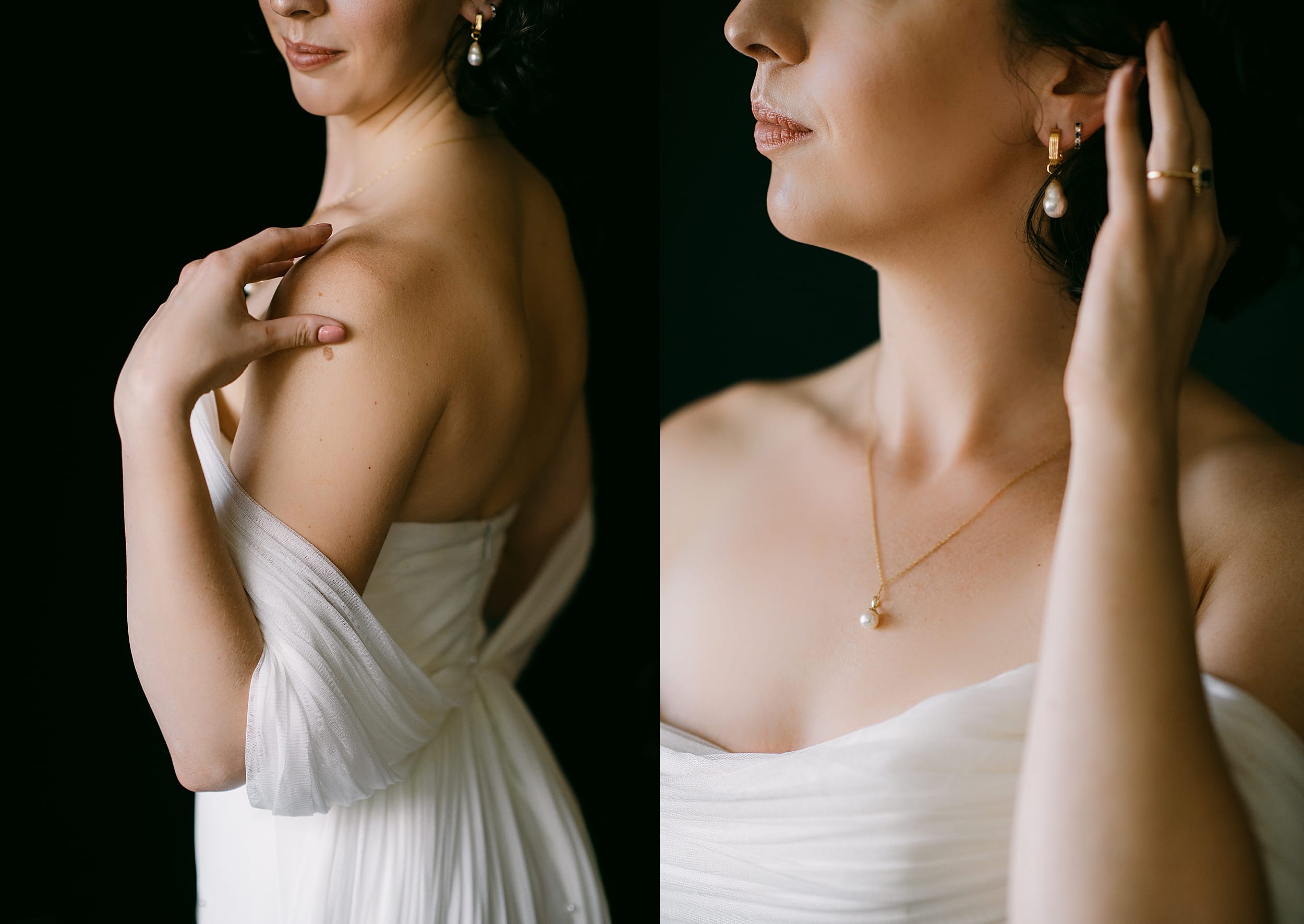 bride in jewelry and dress