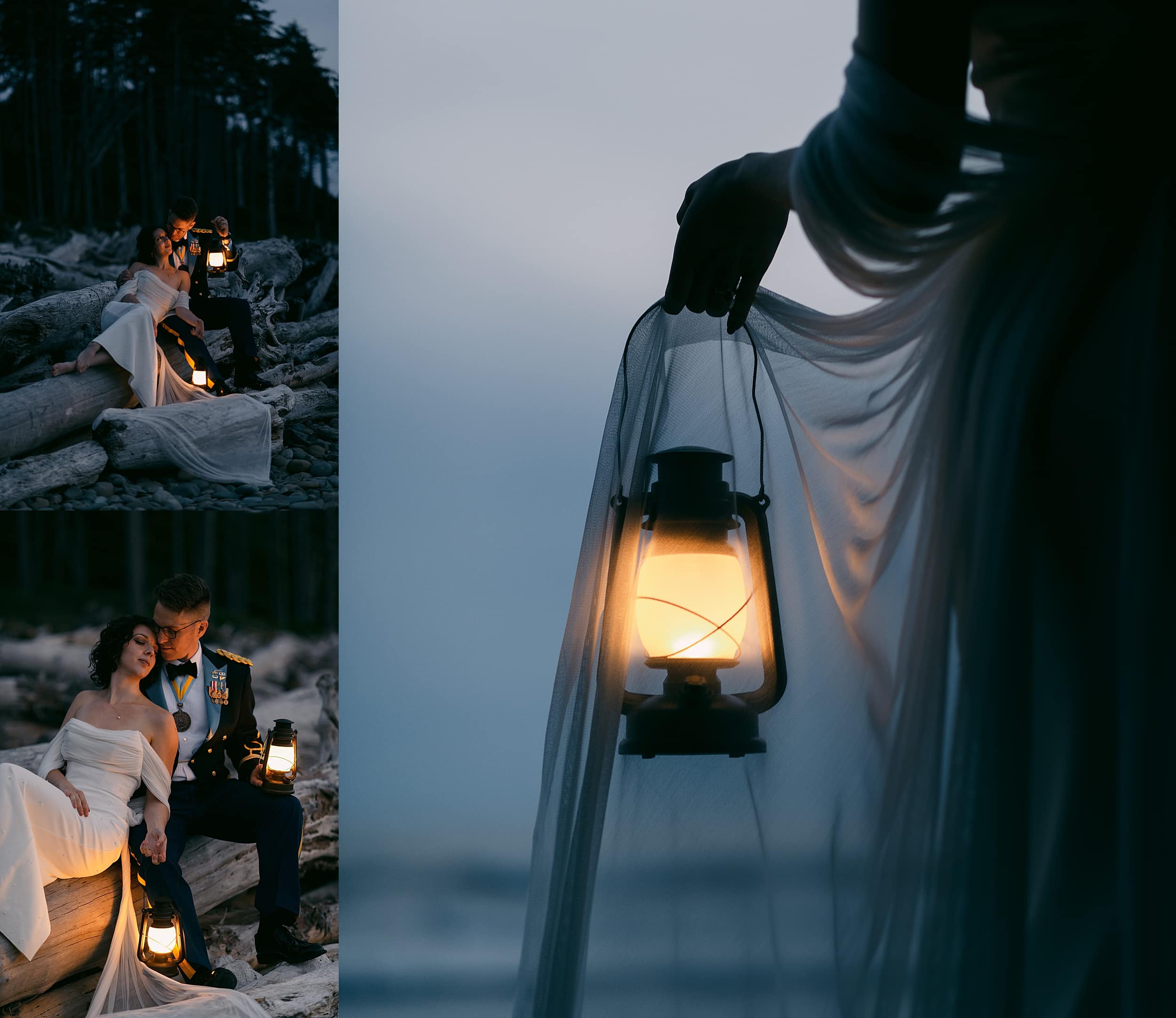 couple holding lanterns