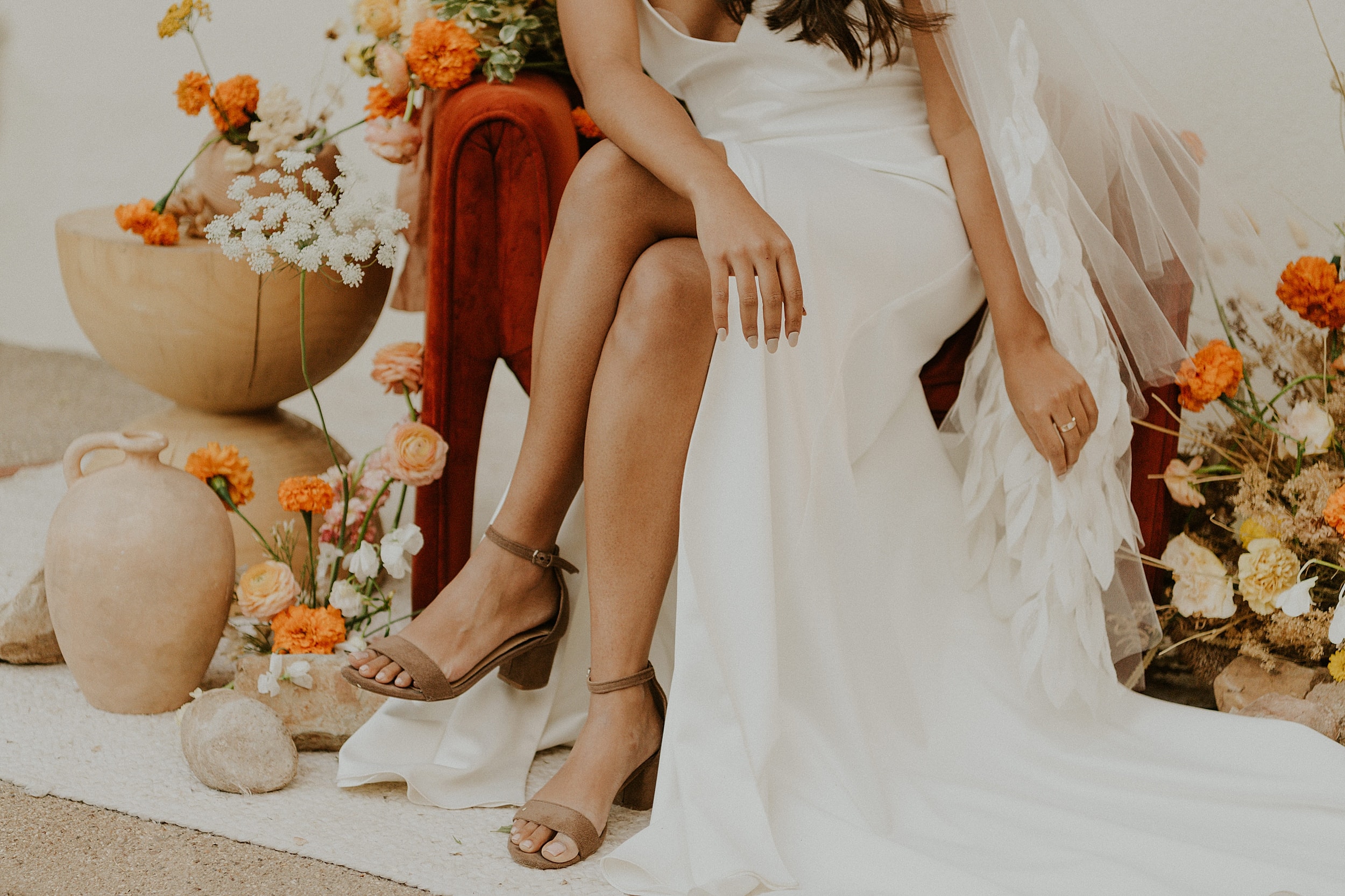 bride posing on chair 