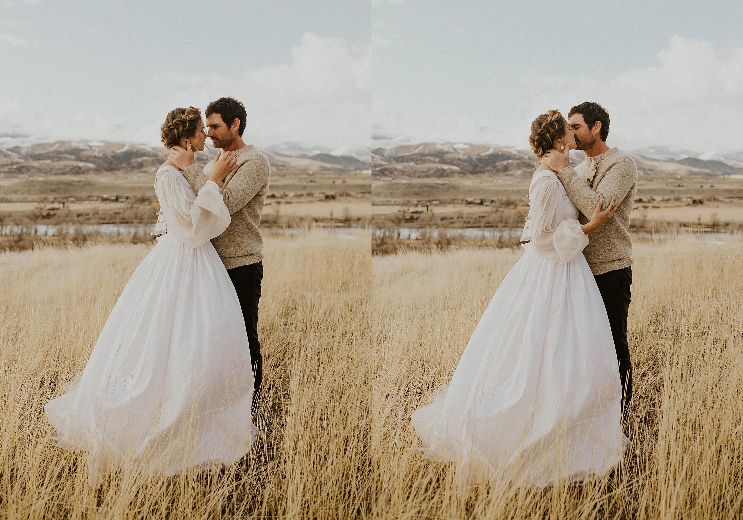 couple kissing in plains