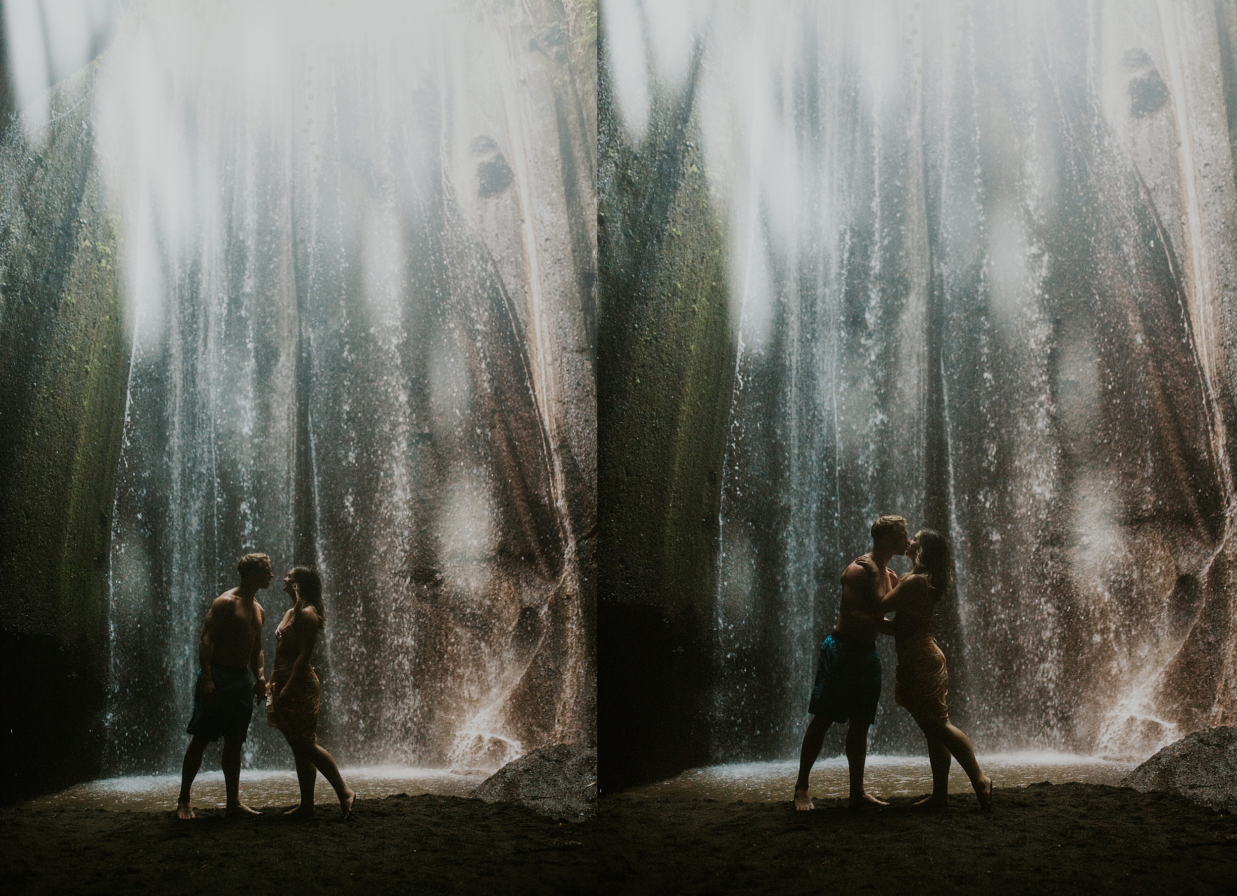couple in waterfall bali landscape
