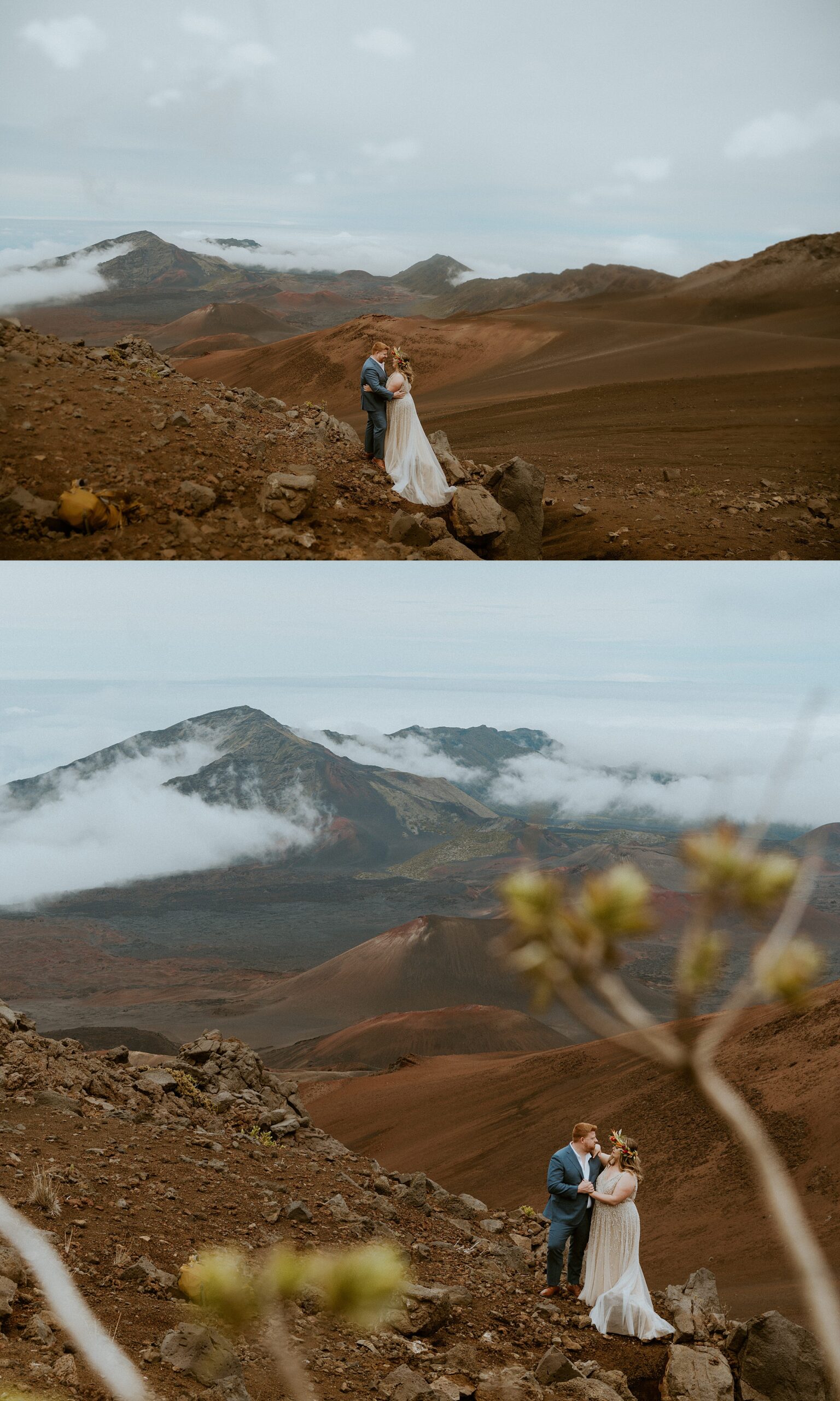 bride and groom in kauai