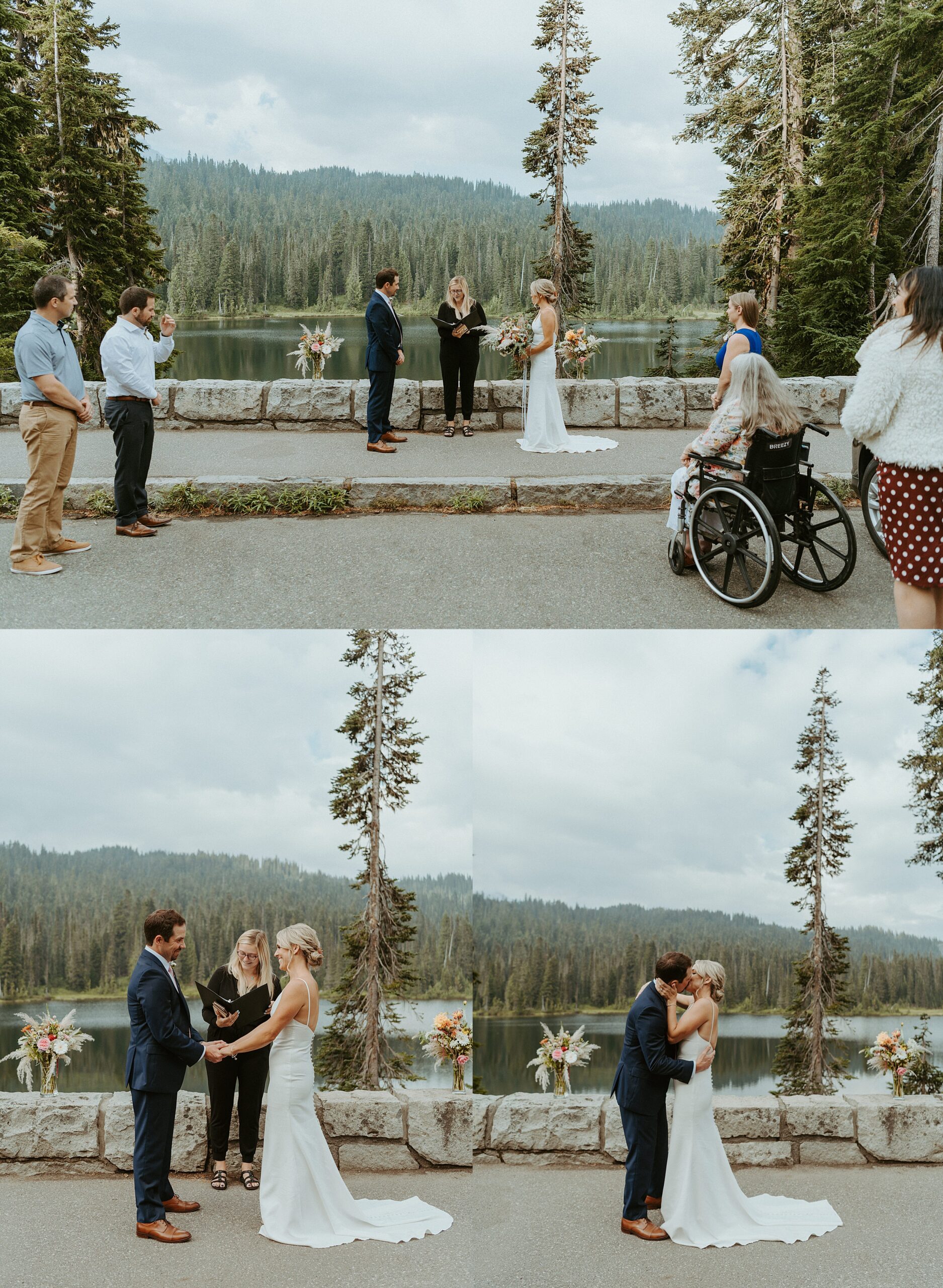 wedding ceremony in front of lake