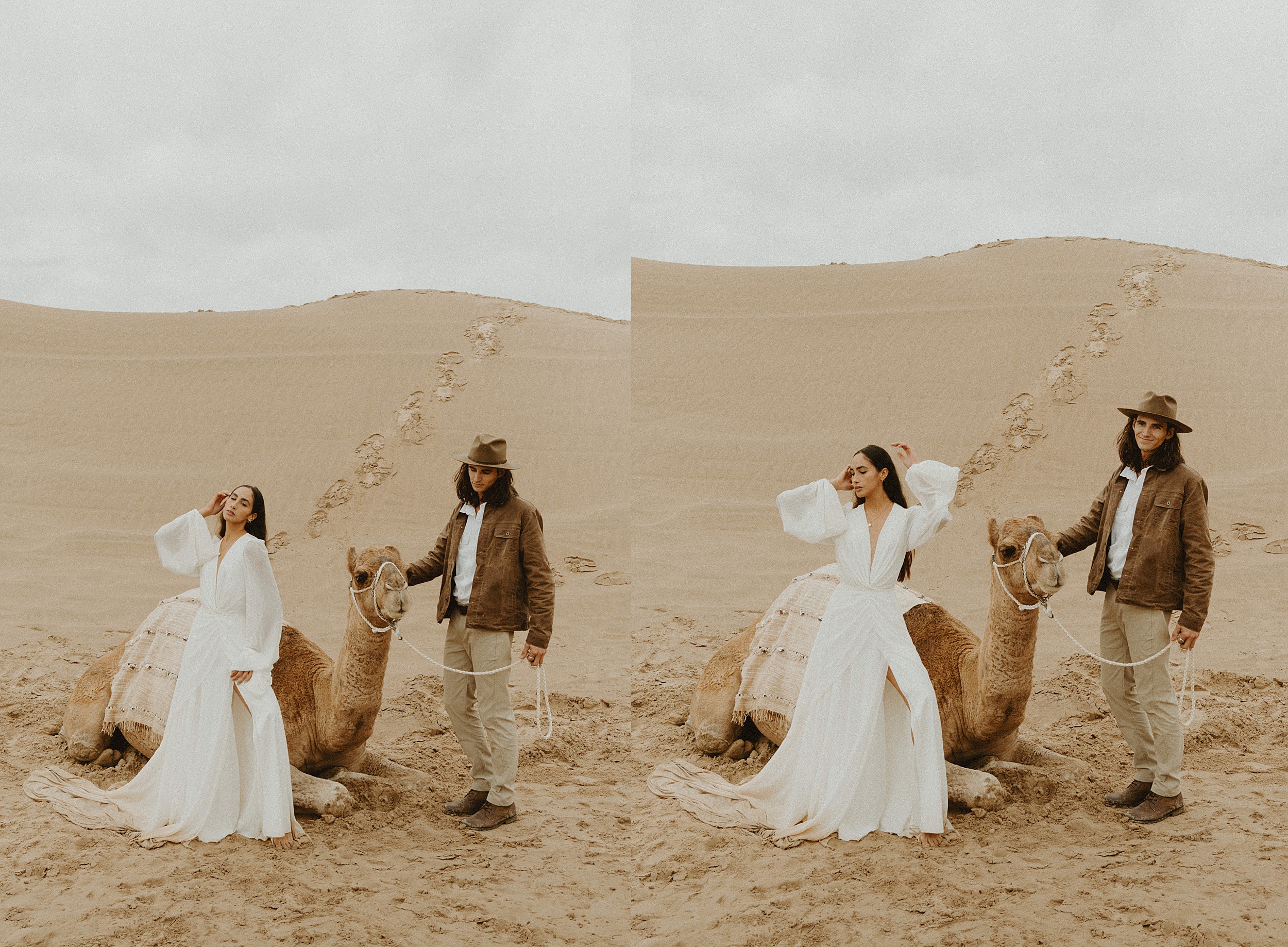 bride and groom with camel