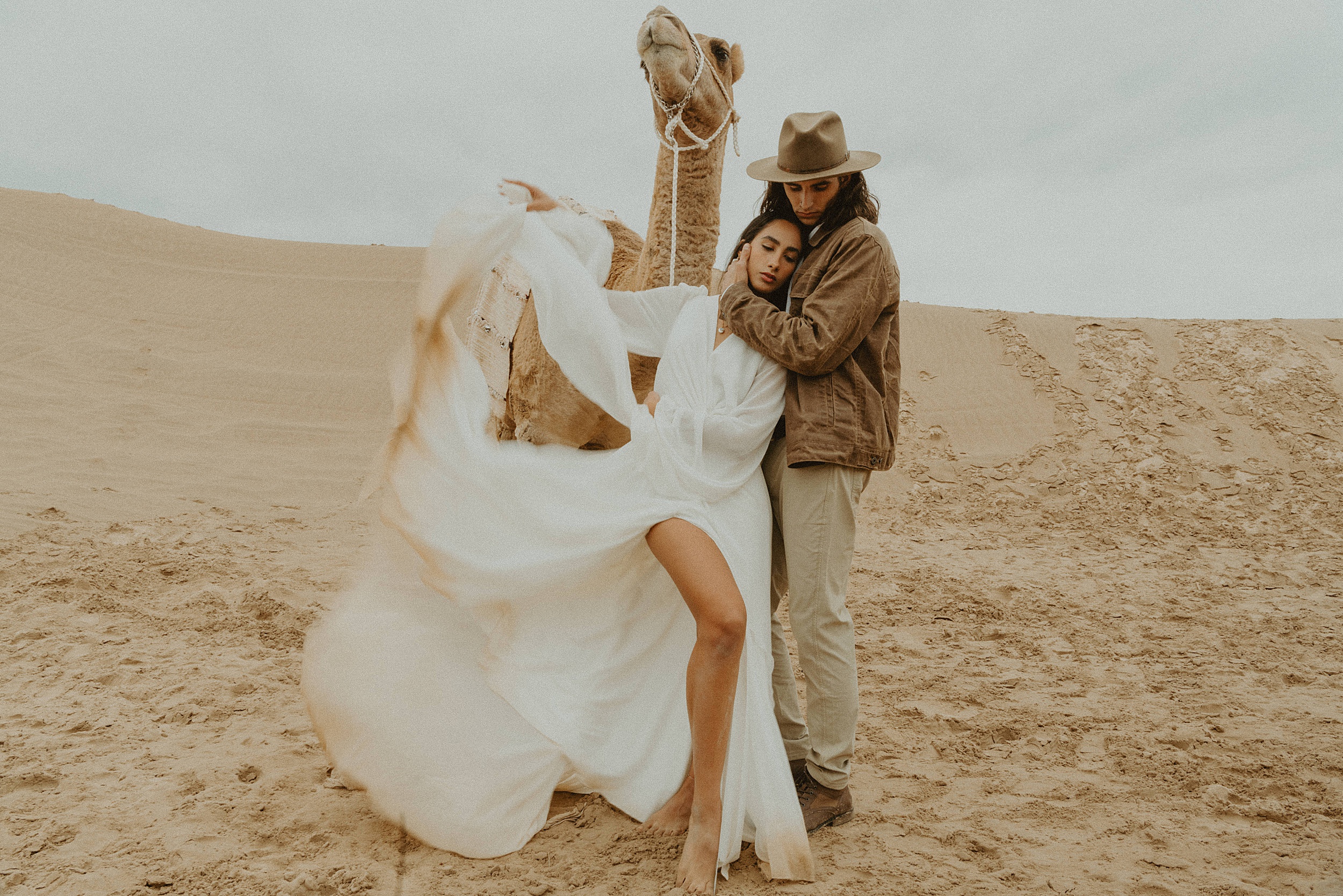 bride and groom with camel